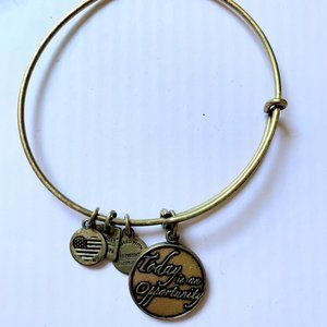 Today Is An Opportunity Charm Bangle Antique Gold